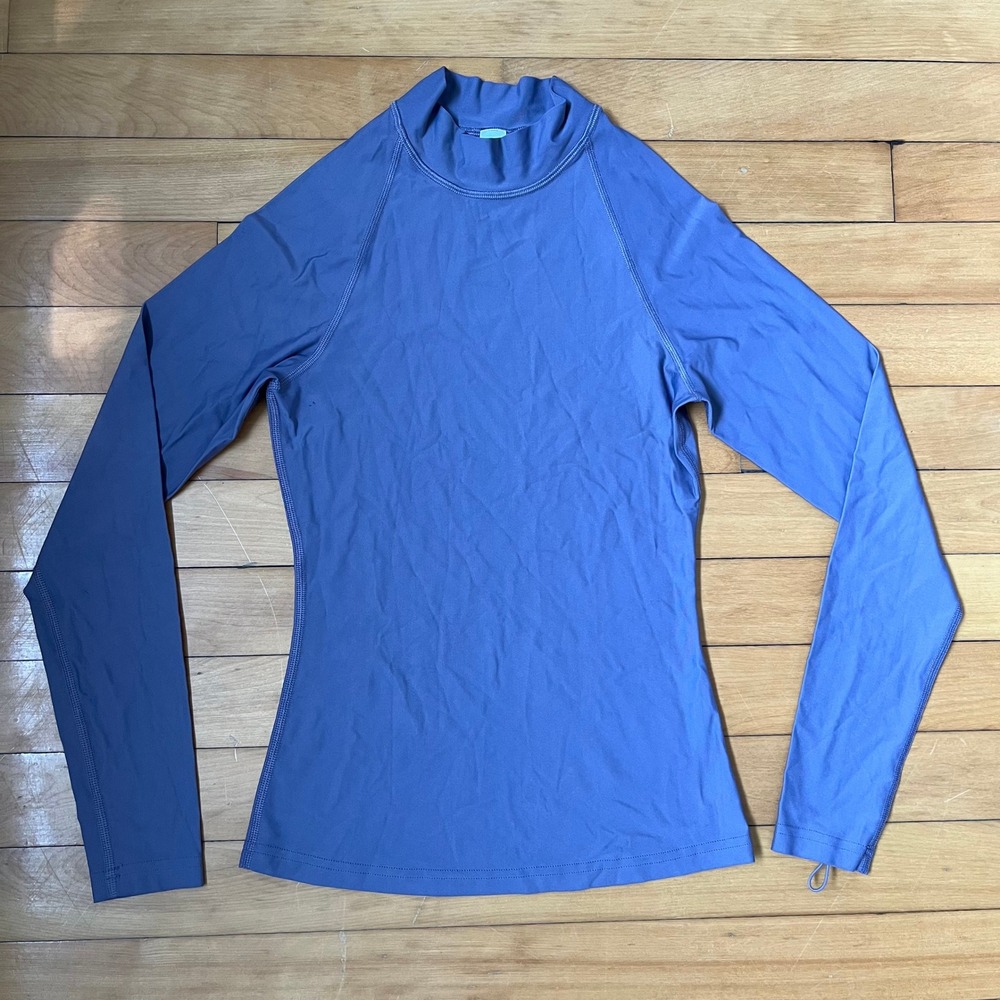Lululemon Long Sleeve Rash Guard Blue Mock Neck Swim Top S/P